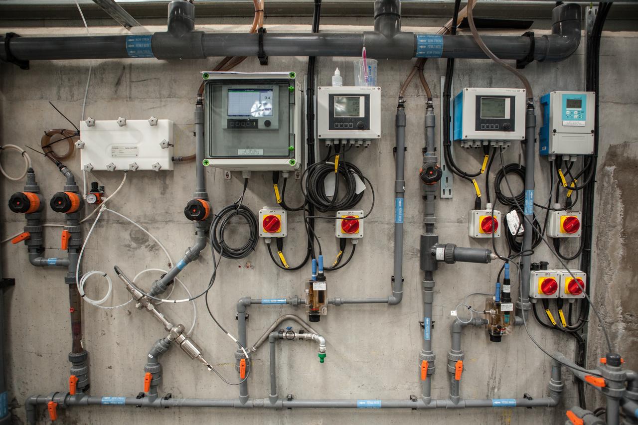 Pipes and machinery in a water treatment plant