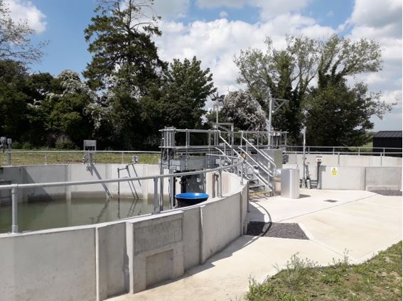 Pools of water in a water treatment plant