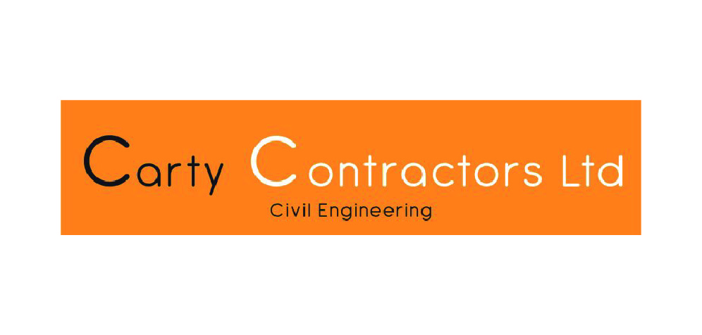 carty contractors limited civil engineering in white text on a orange background 