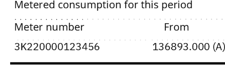 Detail of bill - Meter number